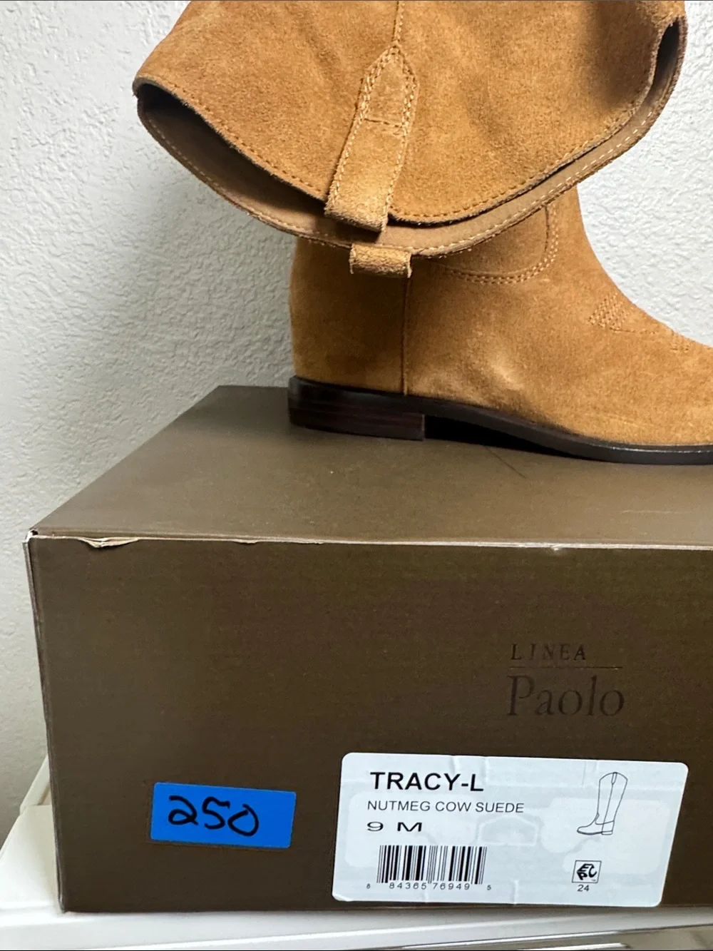 Paolo  Knee-High Suede Boots in Tan